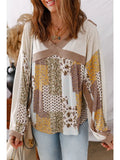 Floral Printed Cross Patchwork Long Sleeve