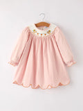 Fall Chicken Pumpkin Smock Embroidery Baby Girl Dress