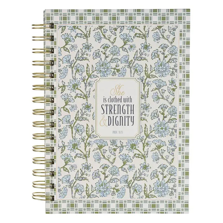 Journal Spiral Blue Floral Strength and Dignity Prov. 31:25