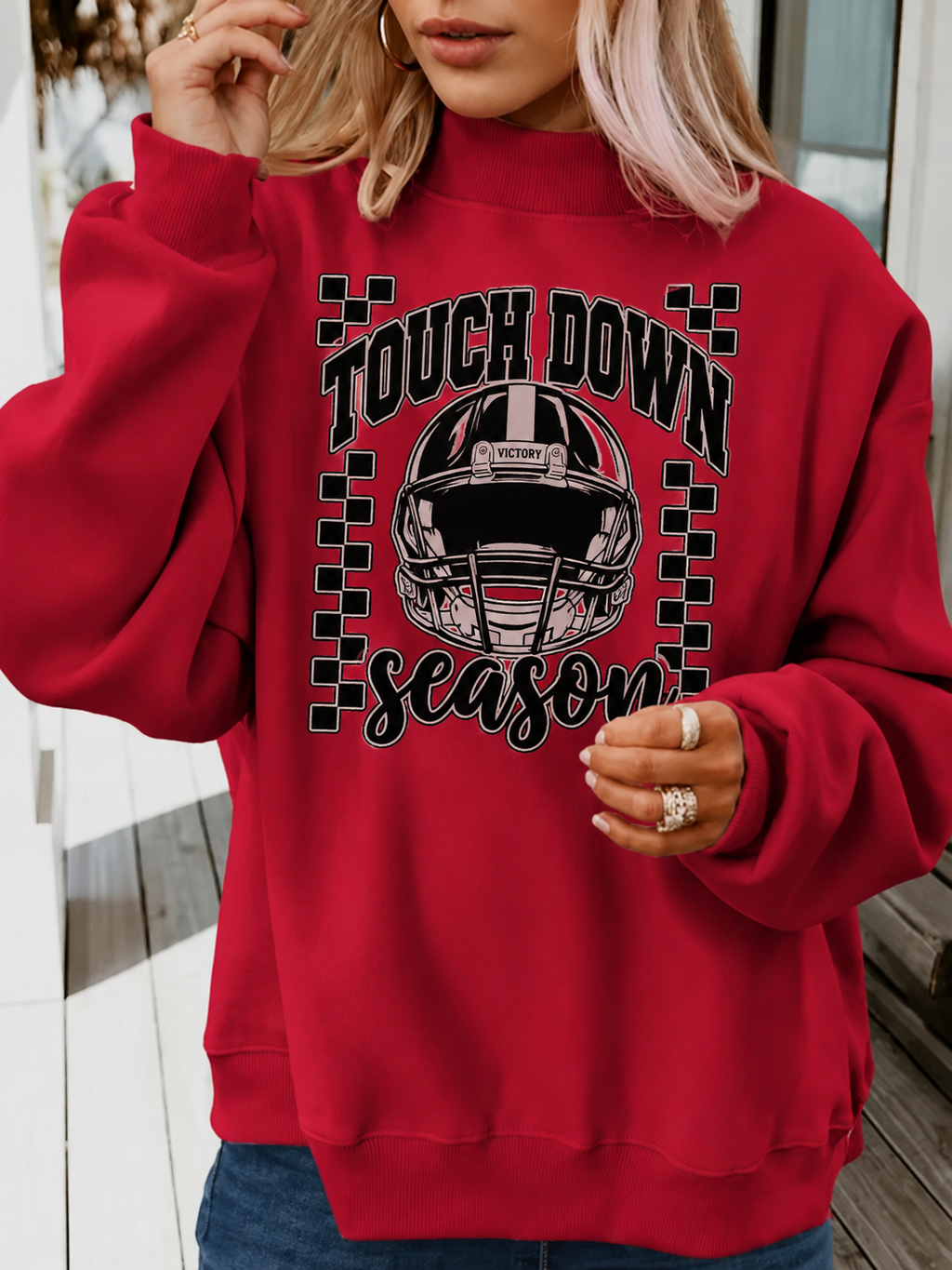 Touchdown Season Mock Neck Sweatshirt