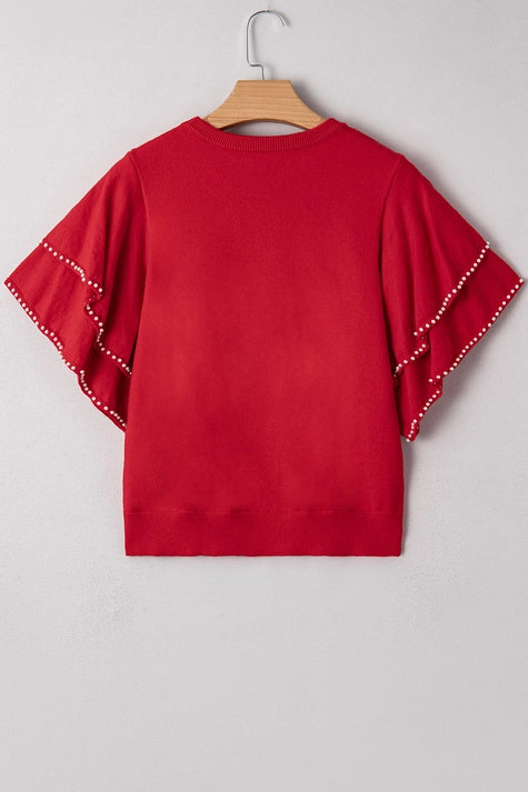 Ruffle Short Sleeve Sweater