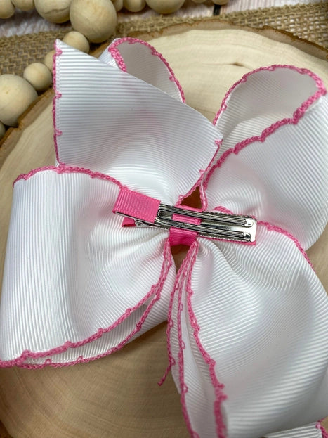 Pink Nutcracker Embroidered Moonstitch Hair Bow | Clip