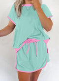 Colorblock Drop Shoulder Skort Set