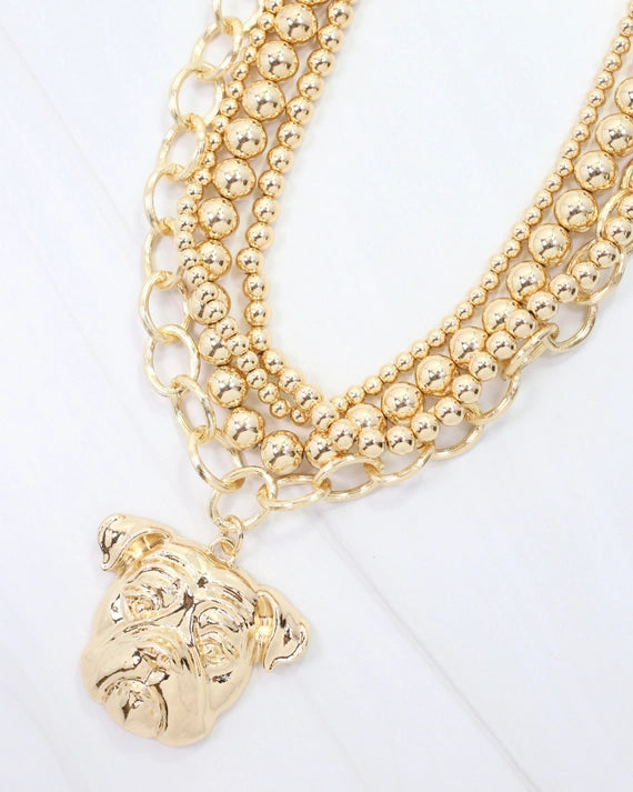 Bree Beaded Layered Necklace Dog Gold