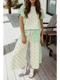 Polka Dot Top and High Waist Pants 2pcs Set