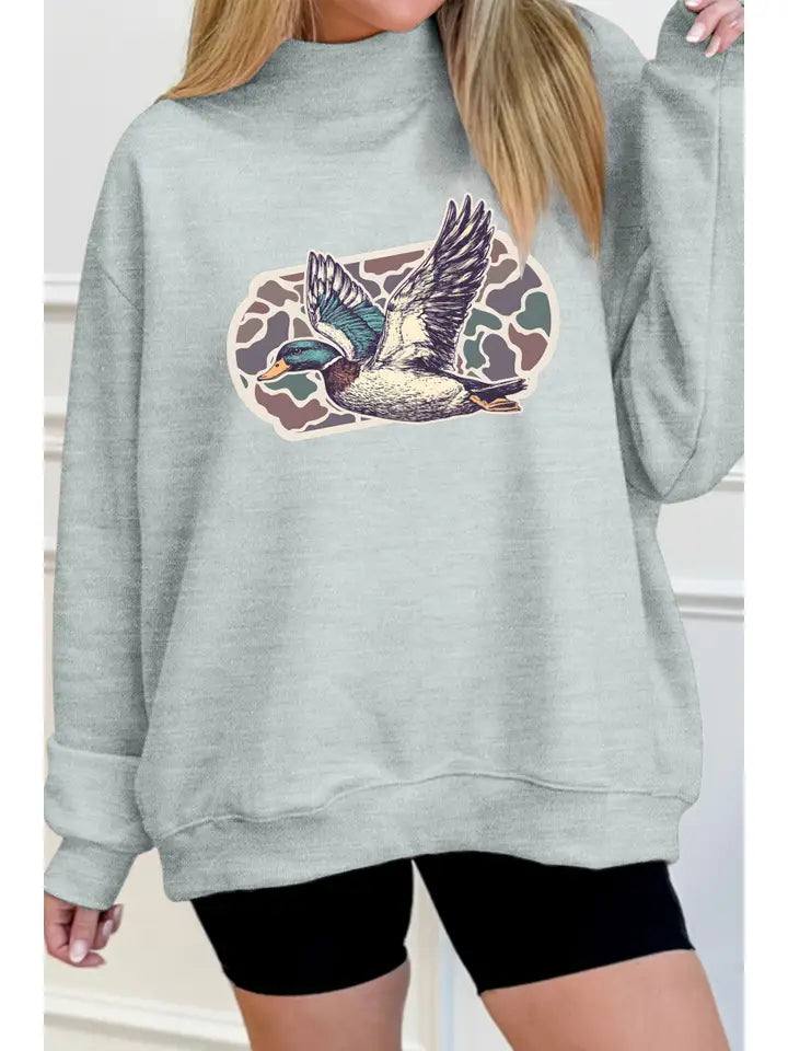 Mallard Duck Camouflage Mock Neck Sweatshirt