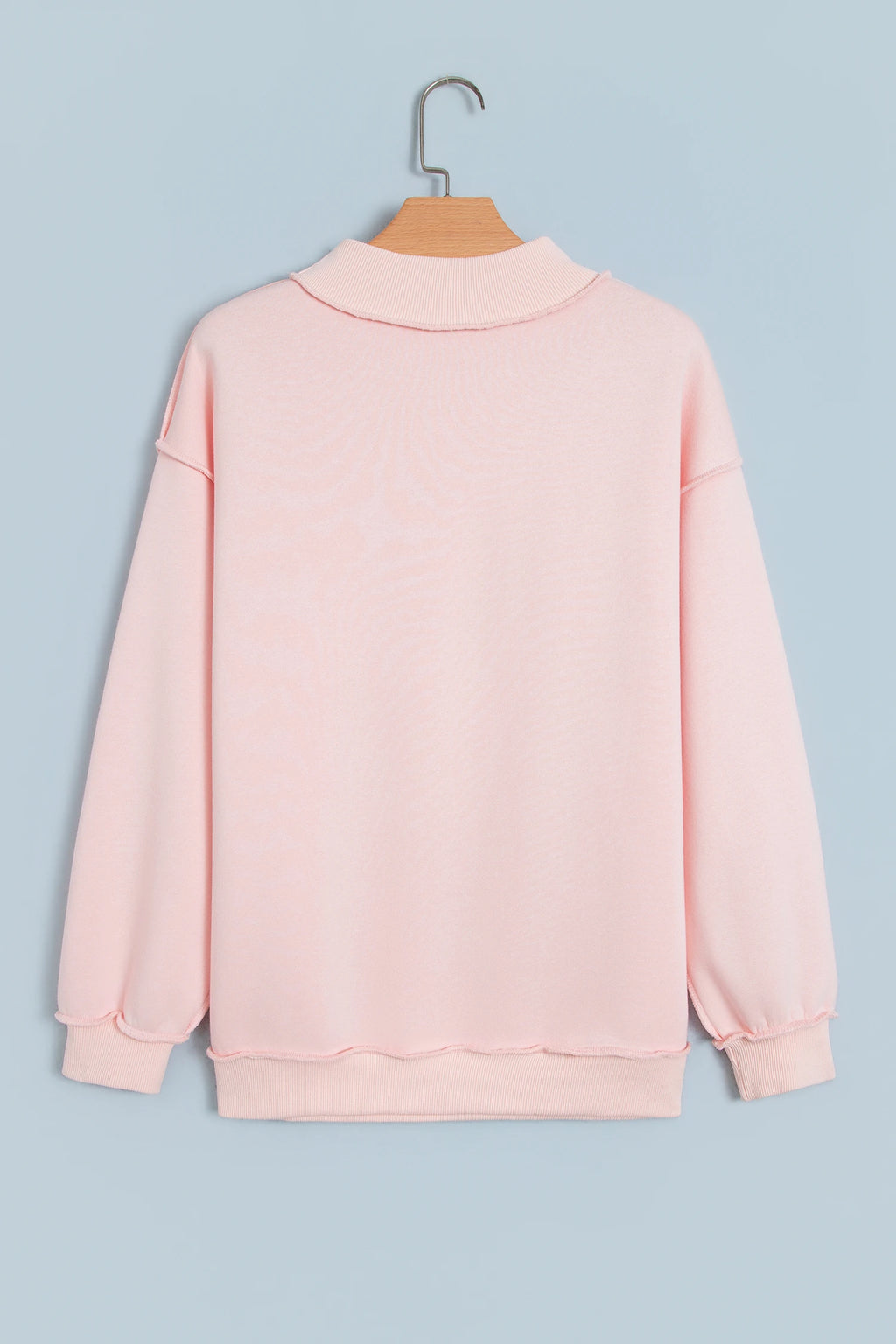 Pink Saved By Grace Embroidered Detail Letter Graphic High Neck Sweatshirt