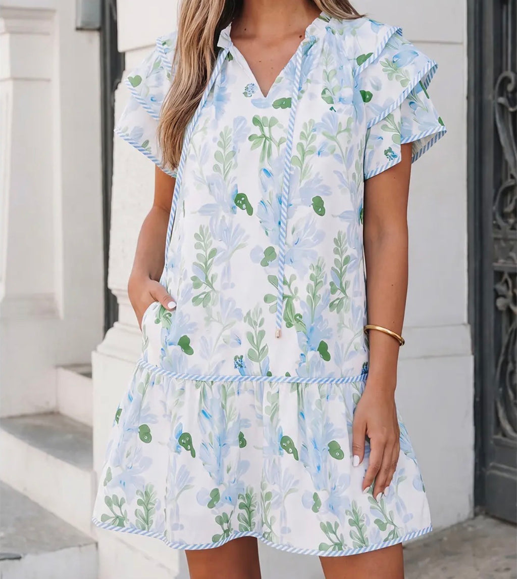 Floral Tied Neck Midi Dress