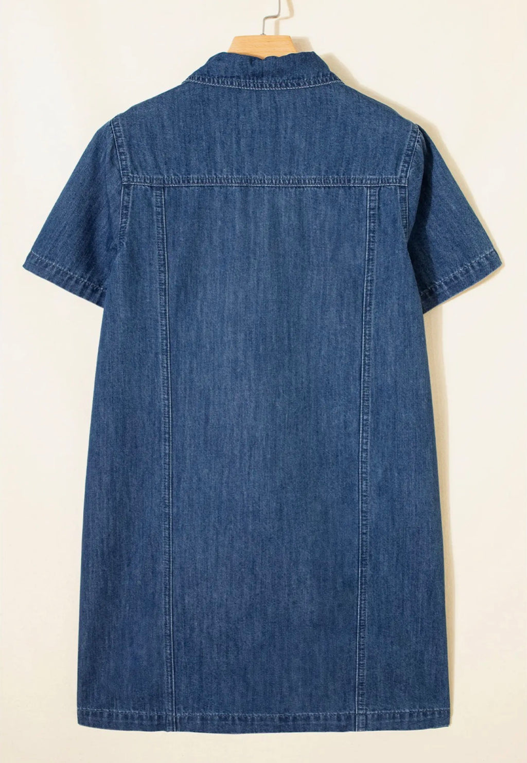 Sequin Football Pattern Zip Collar Denim Dress