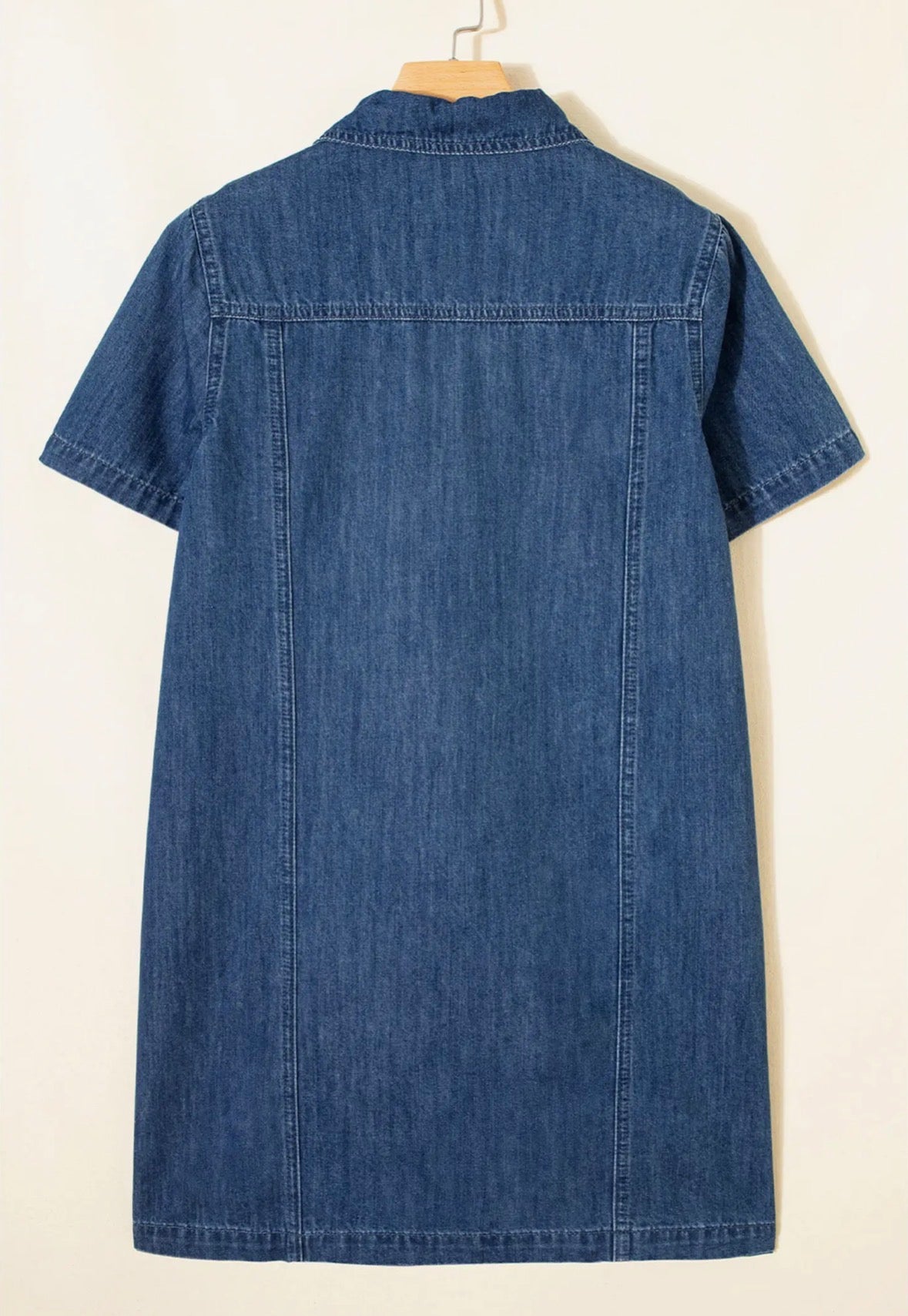 Sequin Football Pattern Zip Collar Denim Dress