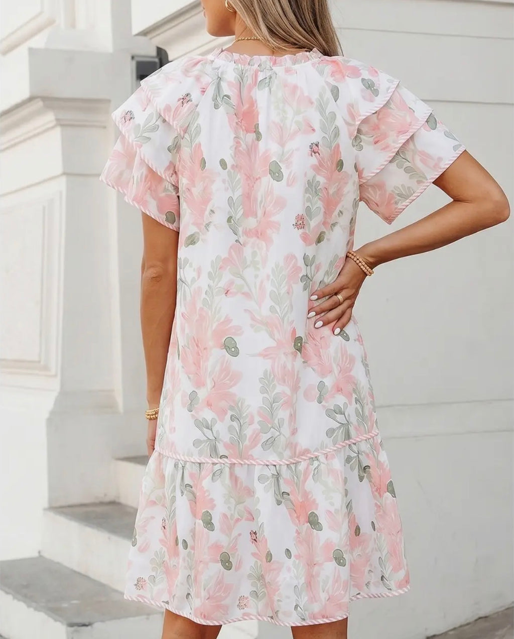 Floral Tied Neck Midi Dress