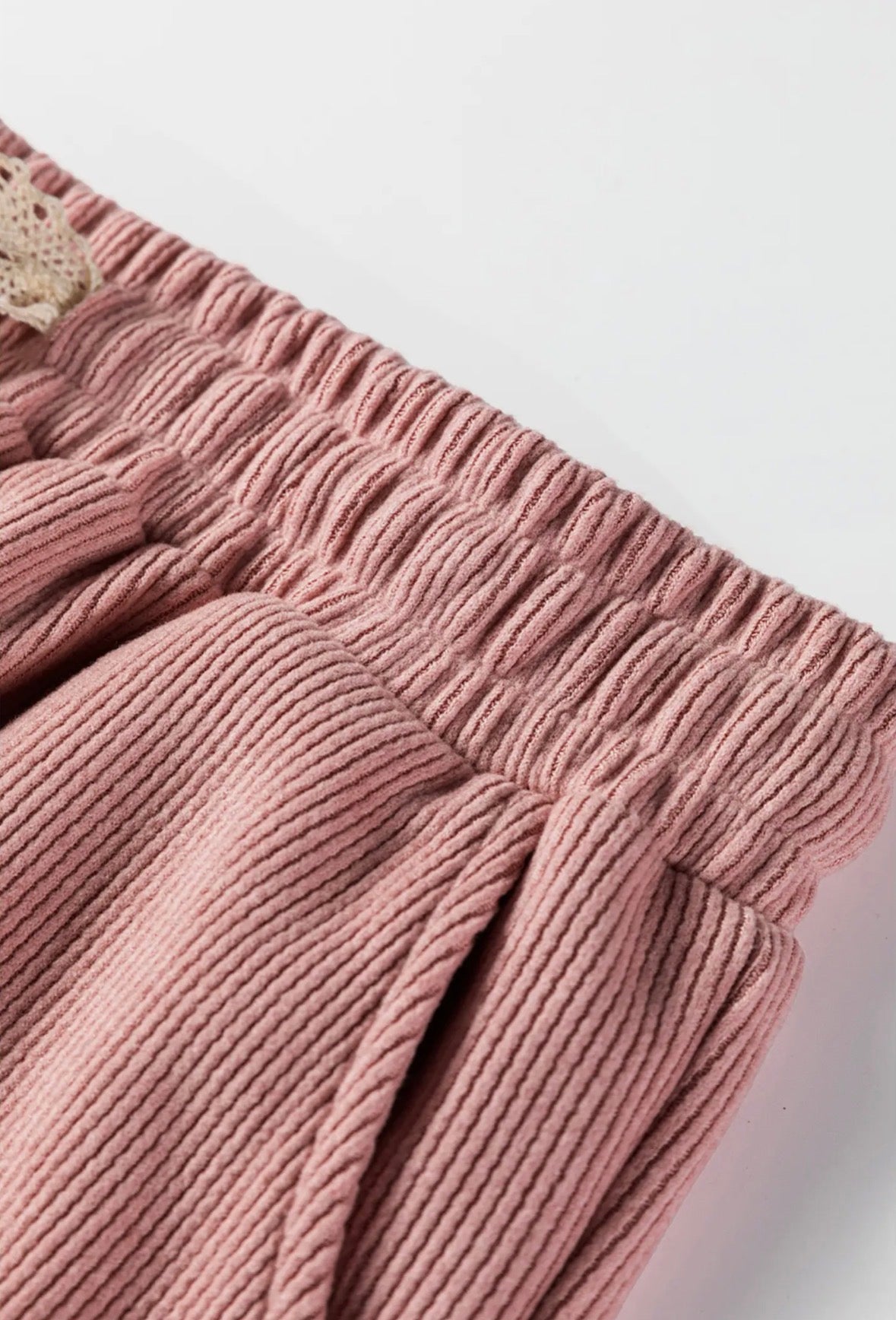 Drawstring Pullover Hoodie and High Waist Pants Corduroy Set