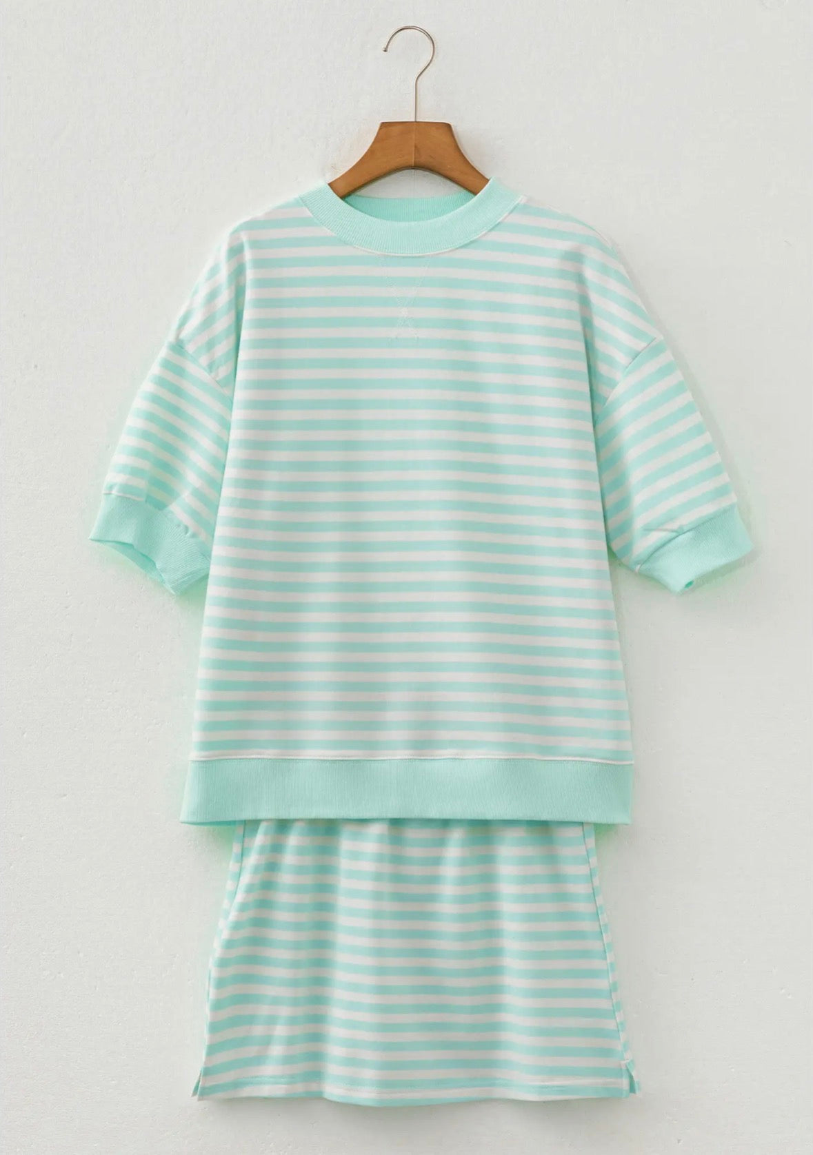 Stripe Half Sleeve Top and Mini Skort