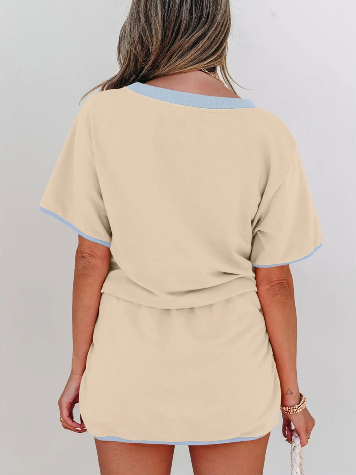 Colorblock Drop Shoulder Skort Set