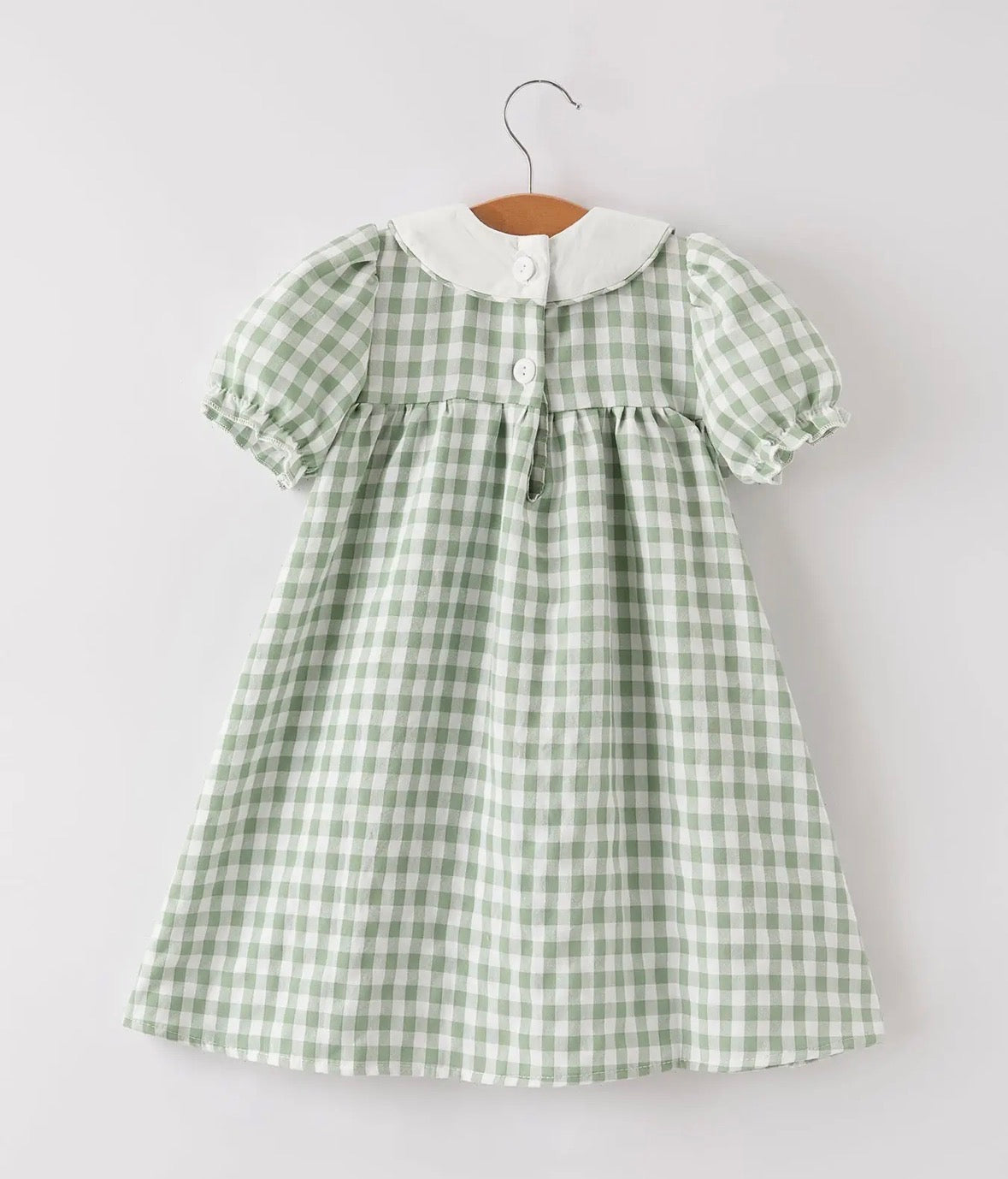 Fall Pumpkin Applique Plaid Green Girls Dress