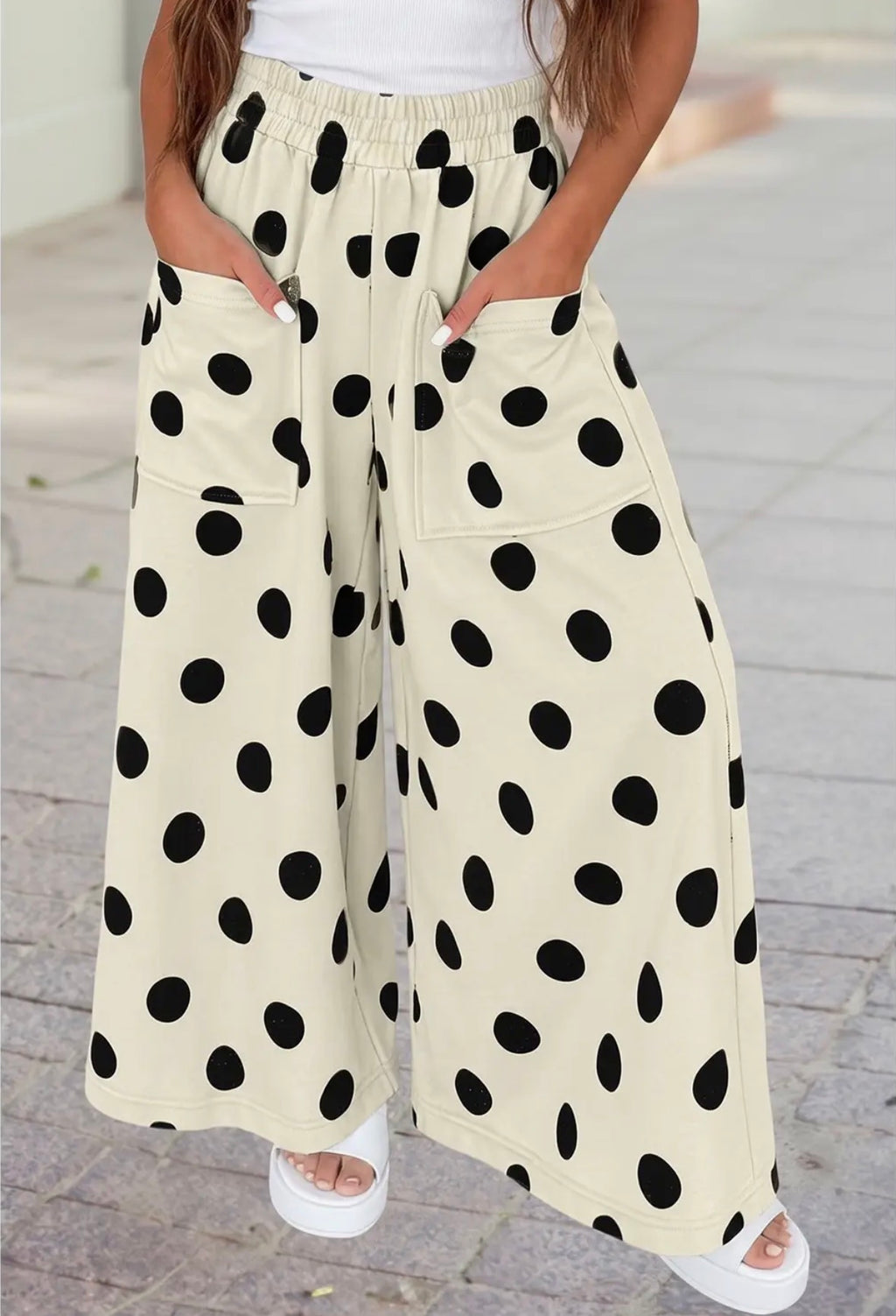 High Waist Wide Leg Polka Dot Pants