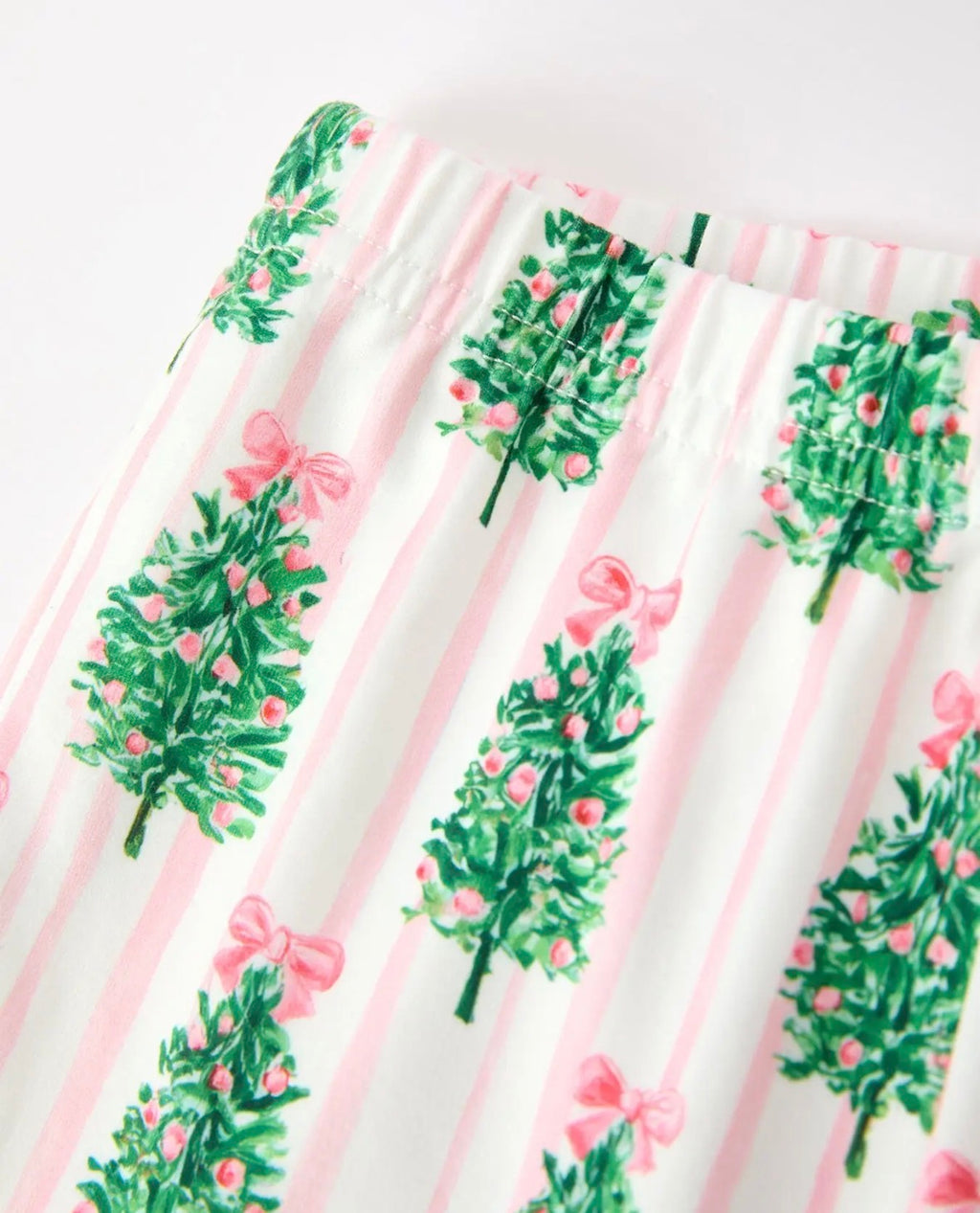 Mommy and Me Christmas Tree Print Pajama Set with Faux Fur Trim