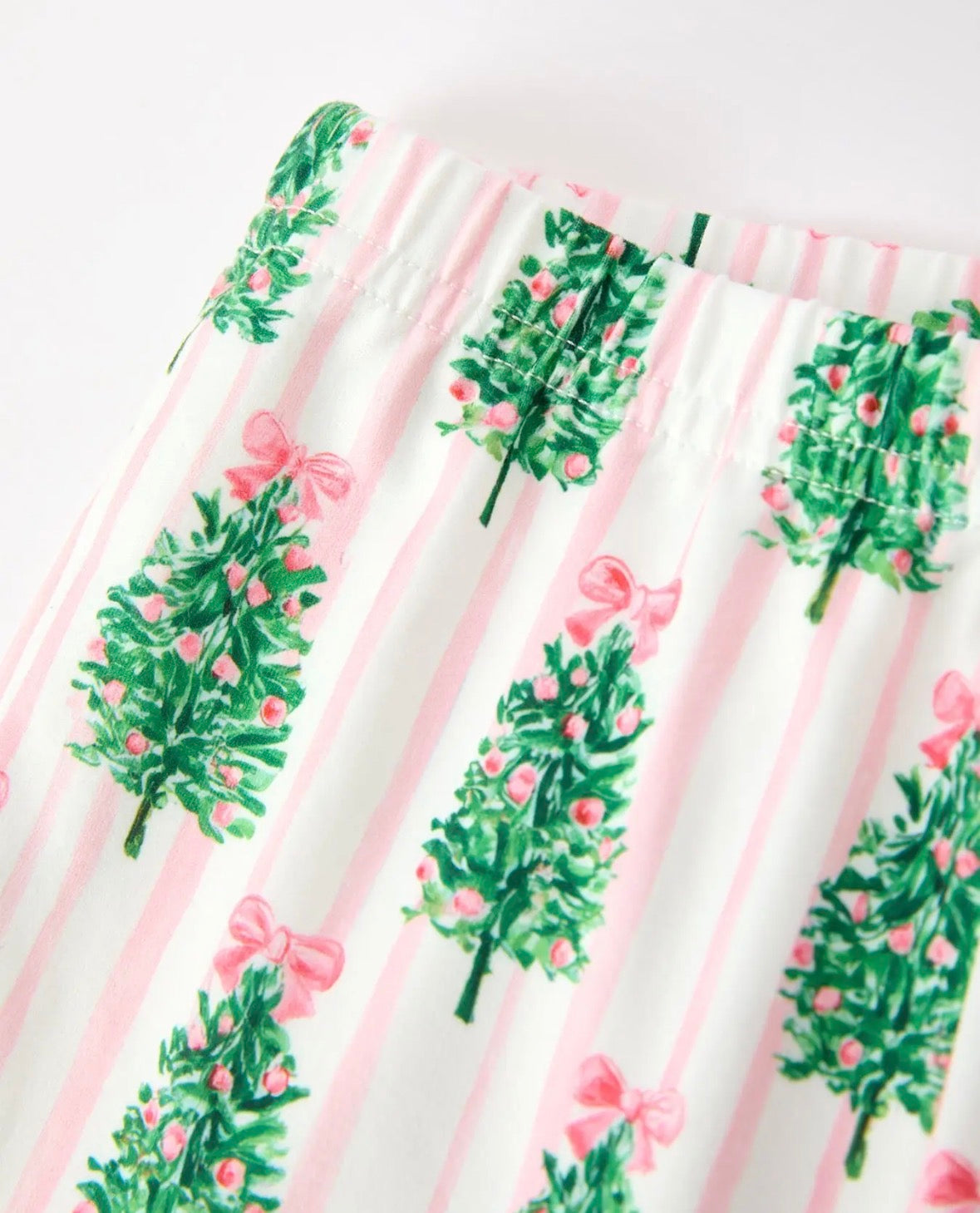 Mommy and Me Christmas Tree Print Pajama Set with Faux Fur Trim