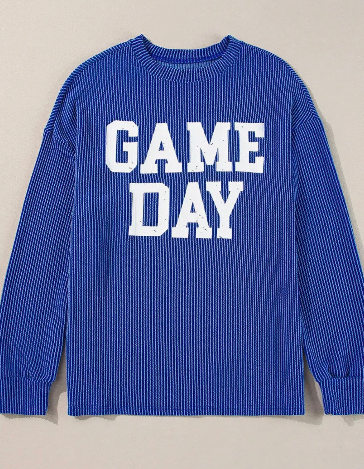 Banks Co and White Co. Game Day Corded Crewneck Long Sleeve Top