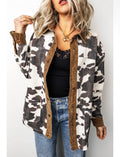 Western Cow Print Denim Shacket