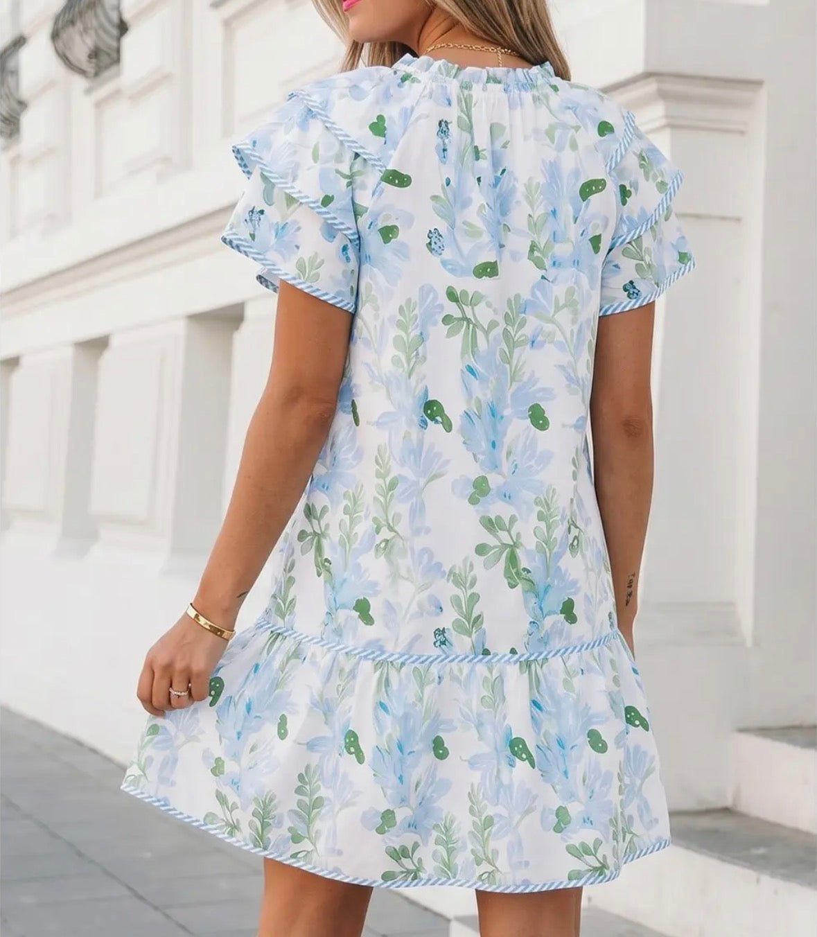 Floral Tied Neck Midi Dress