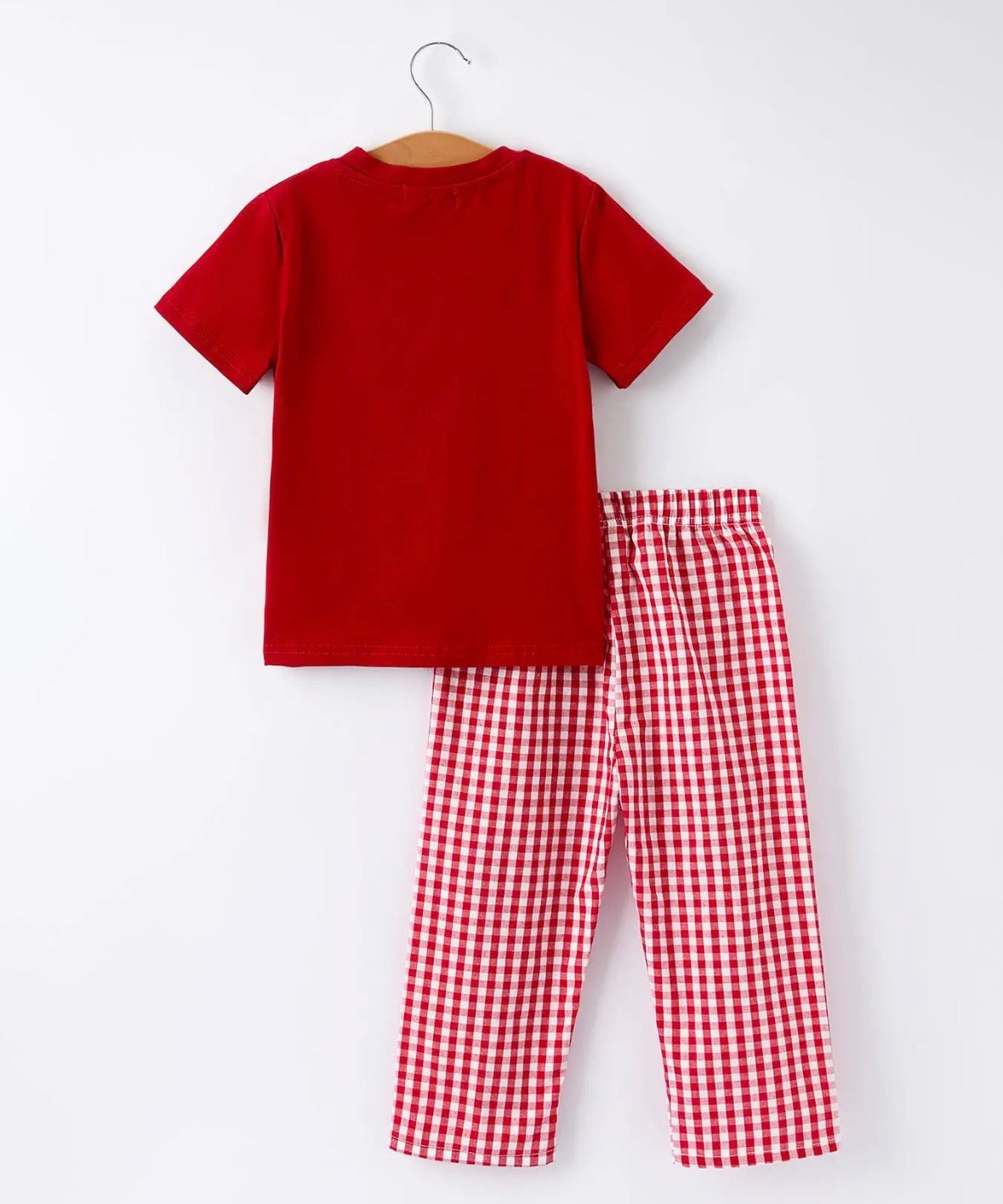 Christmas Smocking Embroidered Christmas Tree Plaid Boys Set