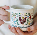 Chickens Folk Floral Mug