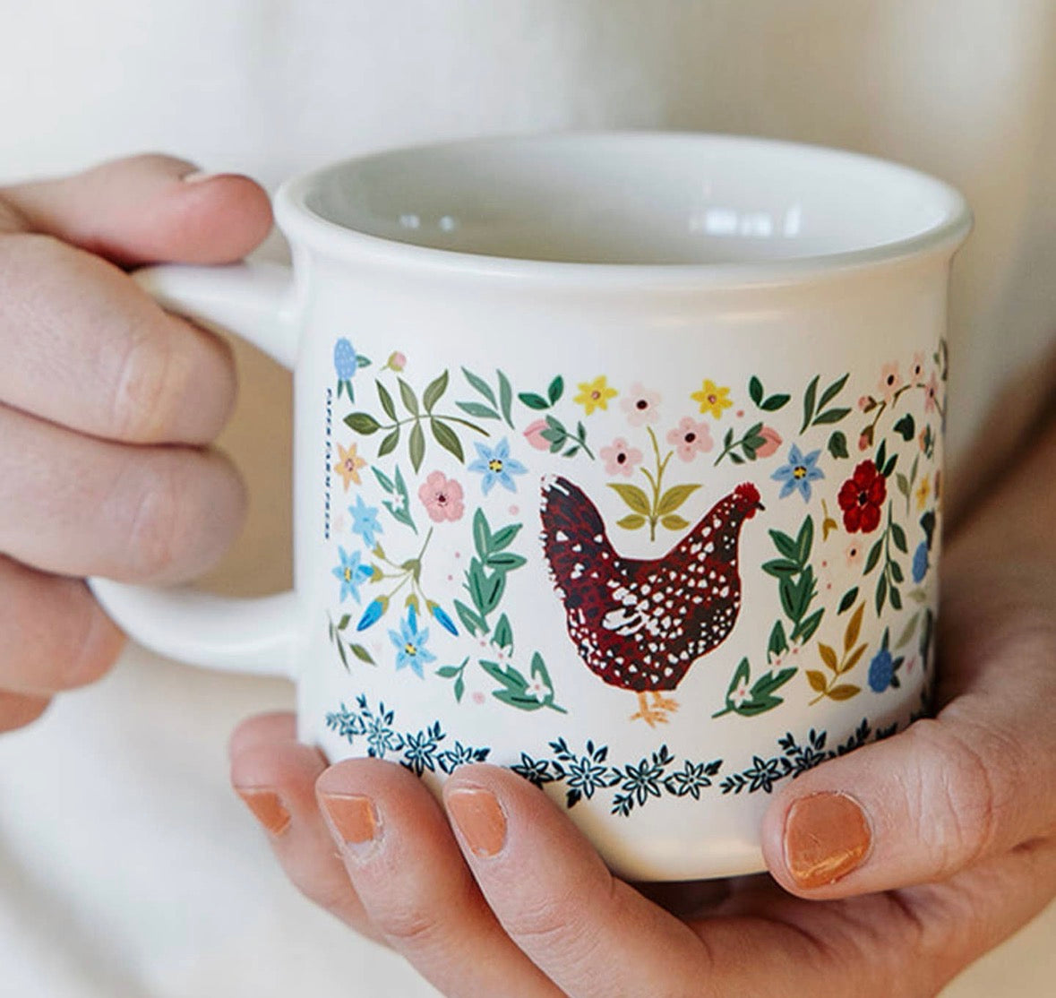 Chickens Folk Floral Mug