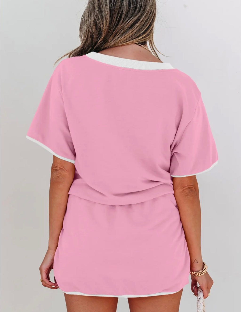 Colorblock Drop Shoulder Skort Set