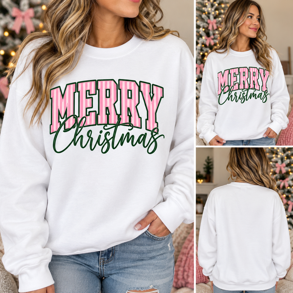 Merry Christmas Pink Stripe