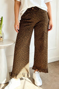 Brown Leopard Print Wide-Leg Pants