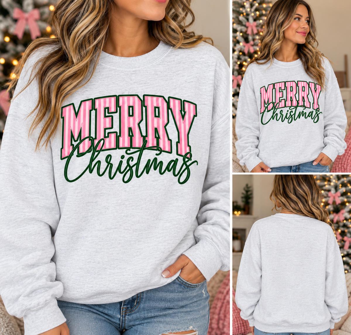 Merry Christmas Pink Stripe