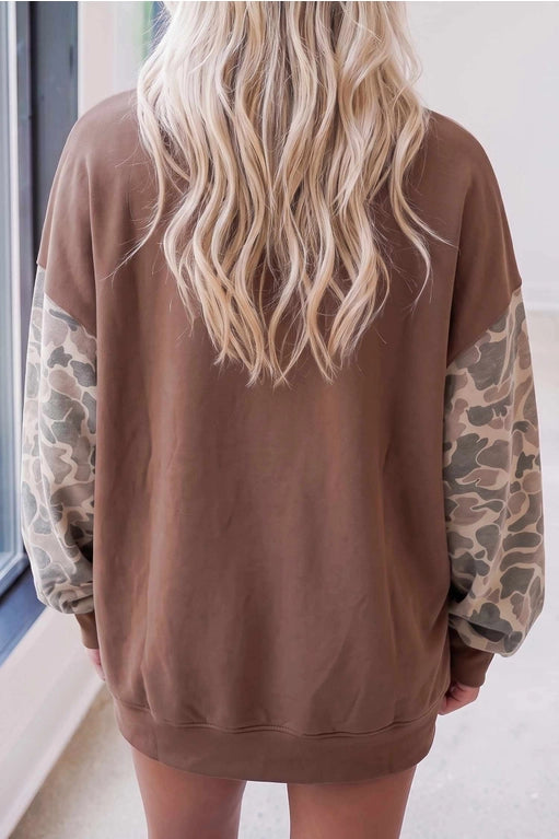 Camo Mock Neck Sweatshirt