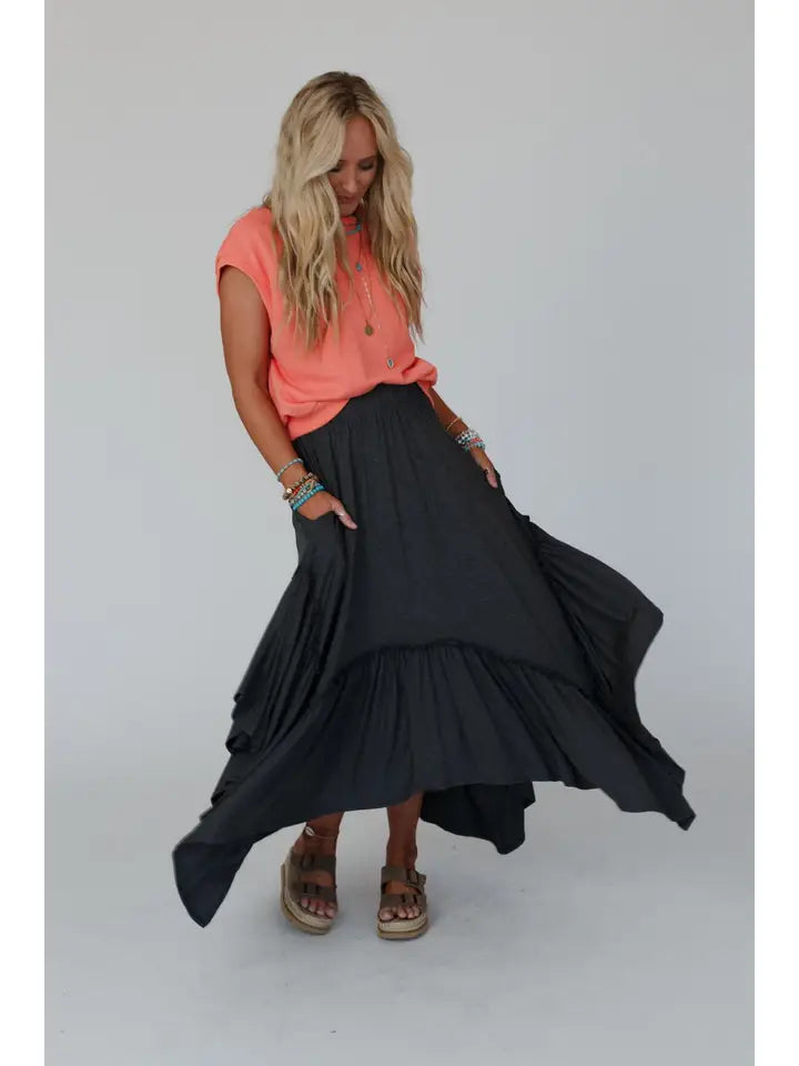 Forever Beauty Maxi Skirt Charcoal