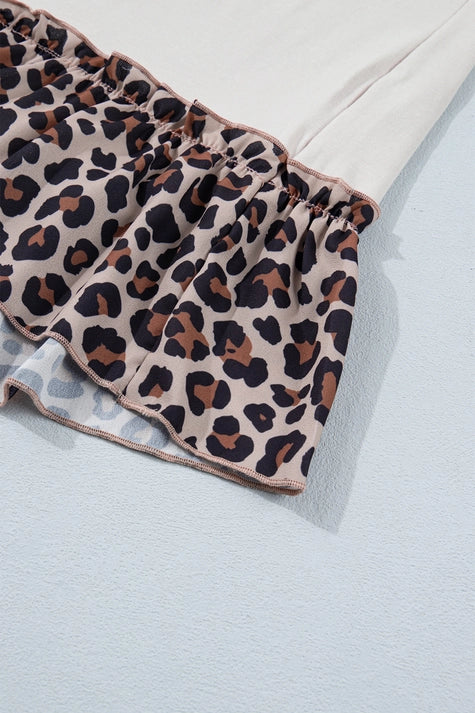 Cowgirl Leopard Patchwork Ruffle Hem Tee