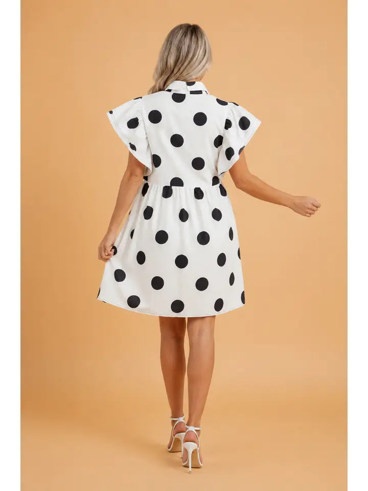 Polka Dot Half Button Dress