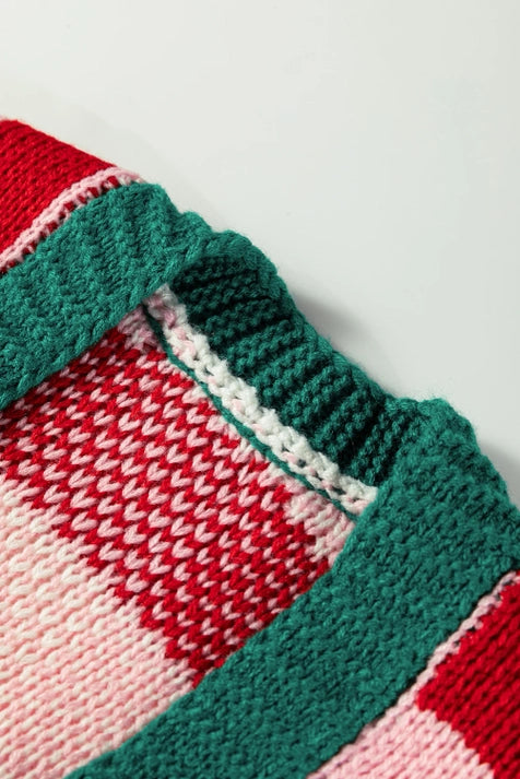 Plaid Knit Bow Sweater