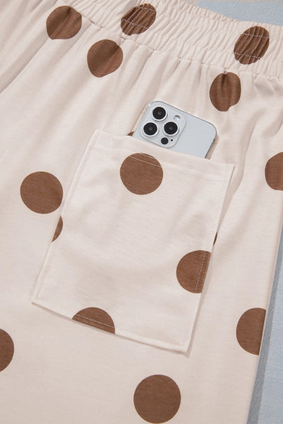 Polka Dot Wide Leg Elastic Waist Pants