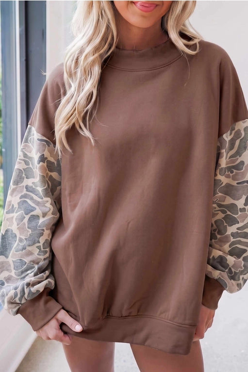 Camo Mock Neck Sweatshirt