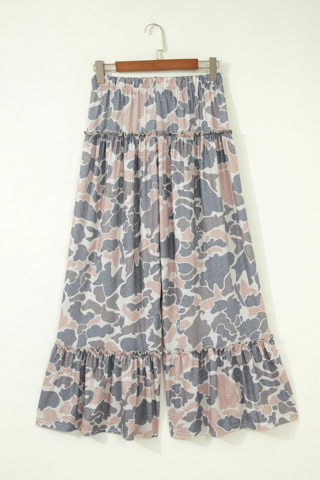 Camo Print Wide Leg Casual Pants