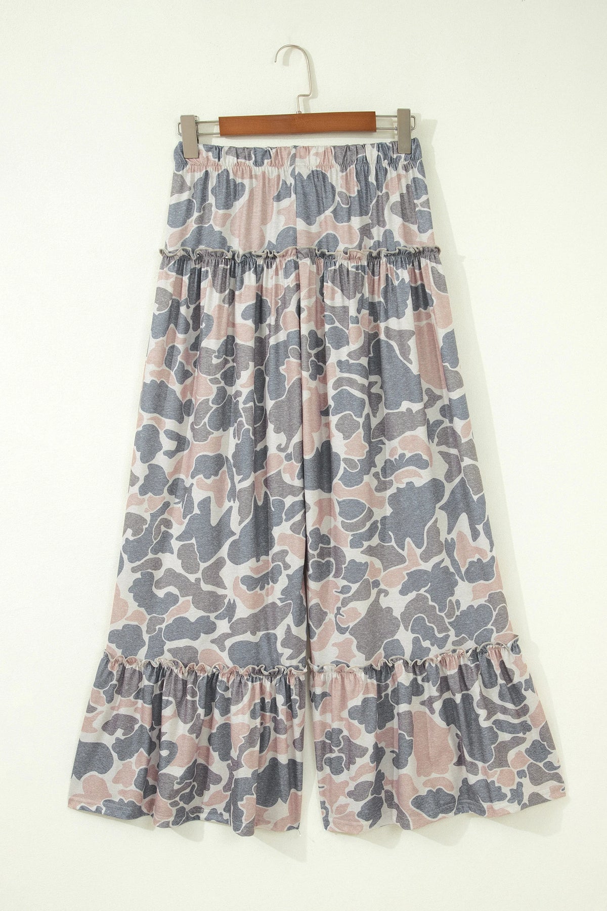 Camo Print Wide Leg Casual Pants