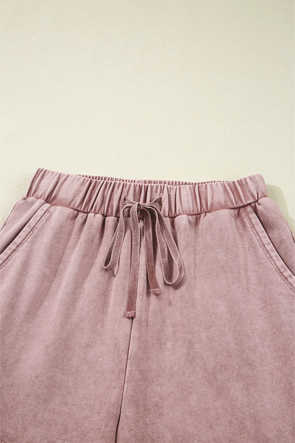 Careys Mineral Wash Tiered Wide Leg Patchwork Drawstring Pants