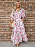 Floral Puff Sleeve Midi Dress