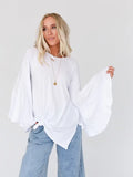 Bell Sleeve Baseball Tee - White