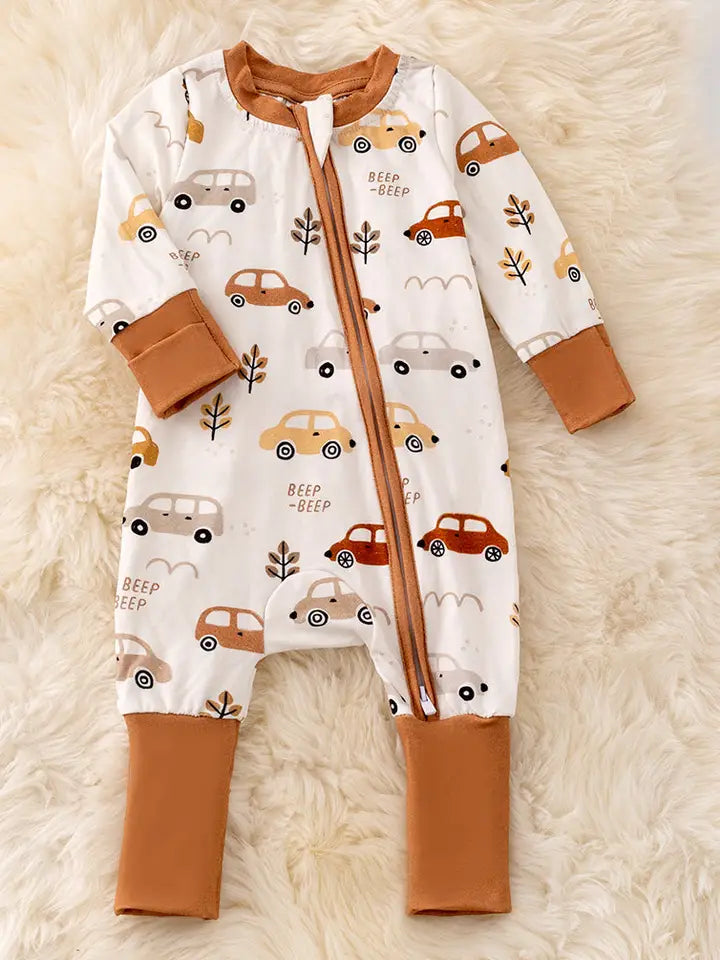 Bamboo Made Beep-Car Printed Bodysuit