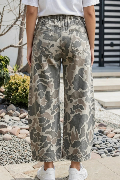 Camouflage Shift Pockets Ankle Length Jeans