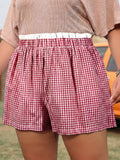 Contrast Trim Plaid Print Plus Size Shorts