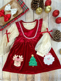 Jolly Red Velvet Smocked Christmas Dress
