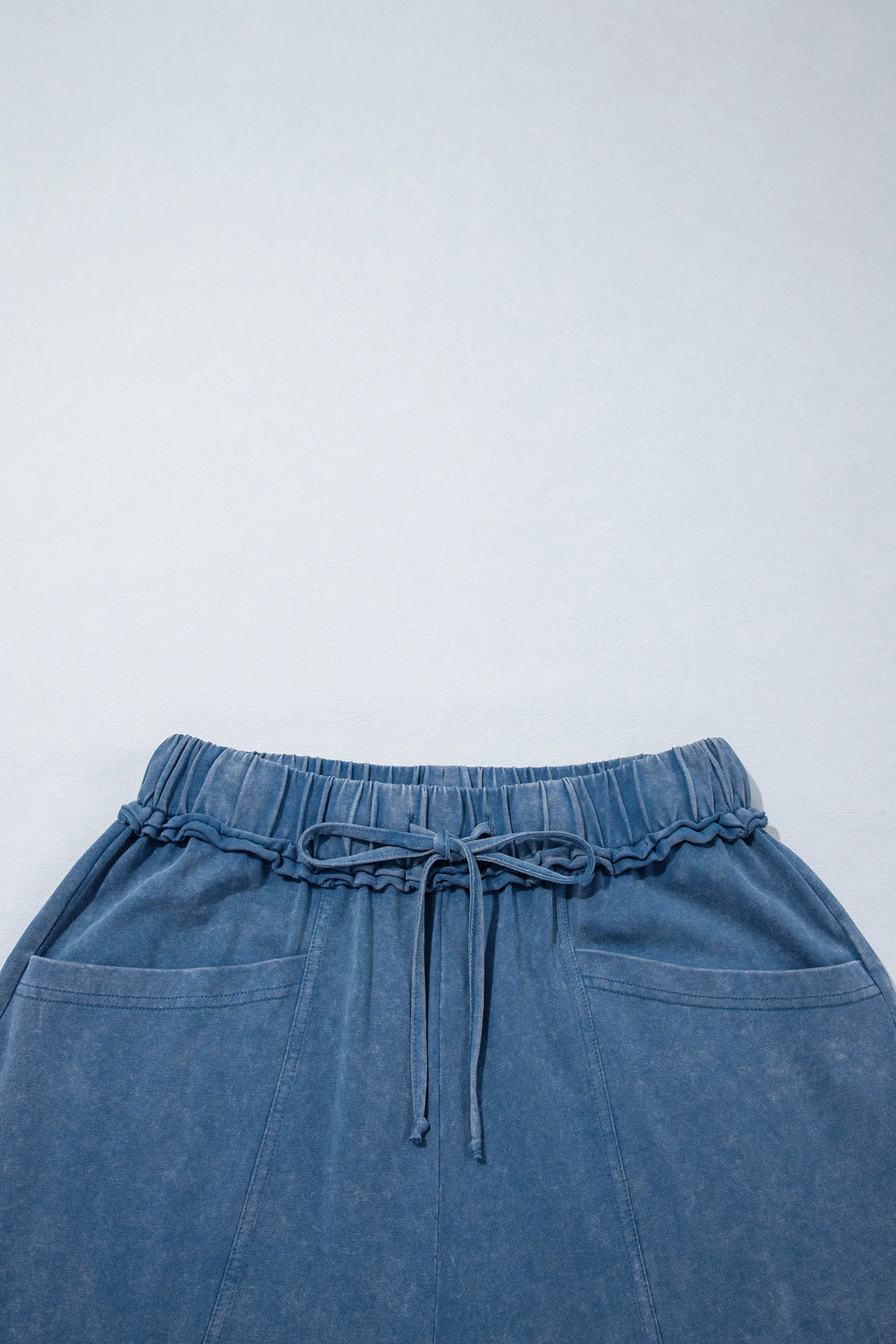 Ashleigh Blue Mineral Wash Seam Detail Flare Leg Drawstring Pants