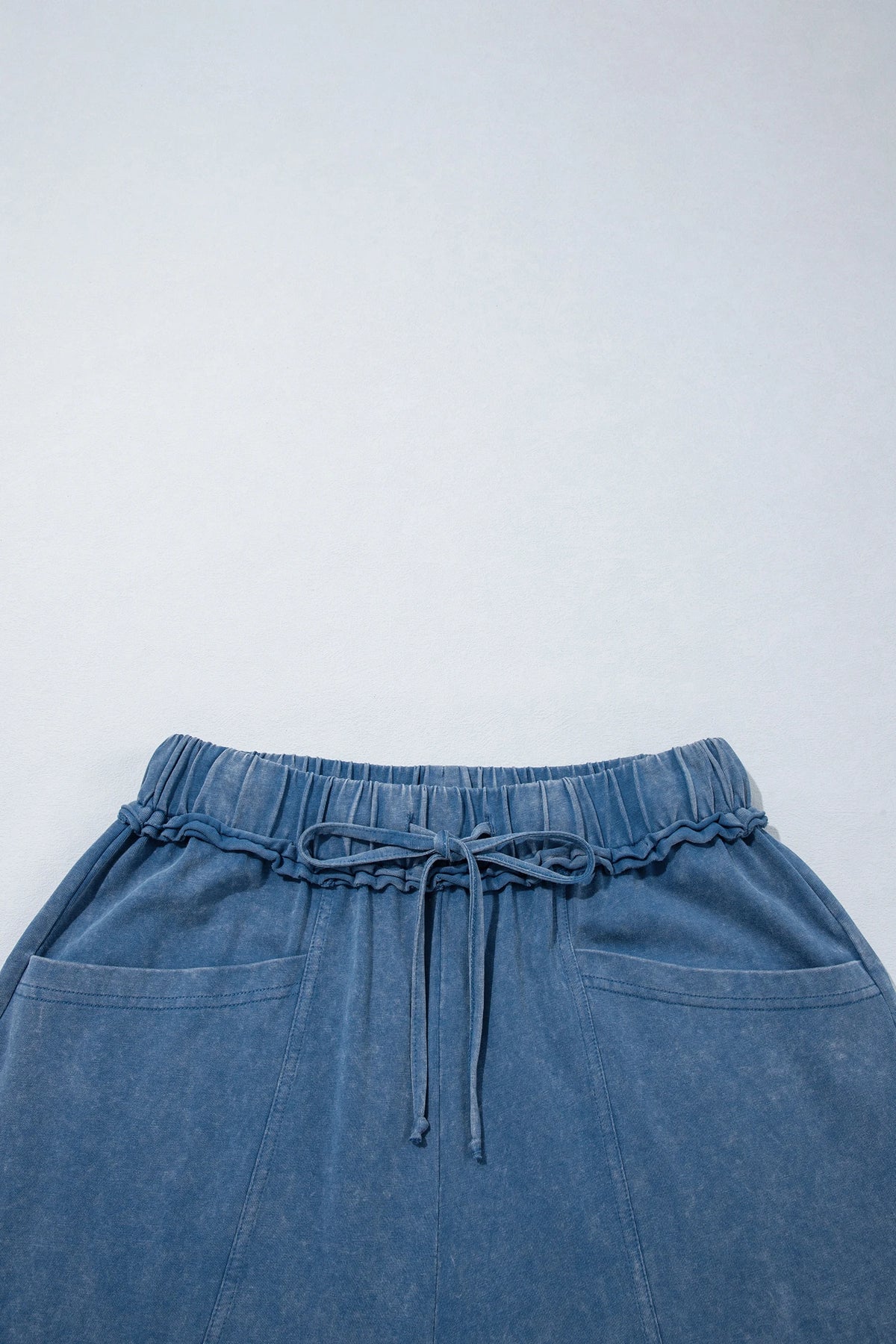 Ashleigh Blue Mineral Wash Seam Detail Flare Leg Drawstring Pants